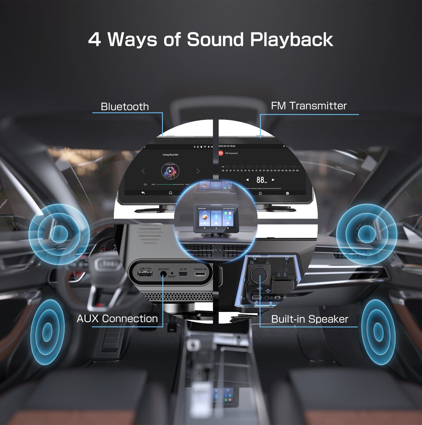 Cosuvow 2023 Latest Wireless CarPlay & Android Auto, Portable 7" HD Car Touch Screen,Apple AirPlay/Miracast/Voice Control/Dual Bluetooth Channel/Local Play/FM/AUX,for 12/24V Car